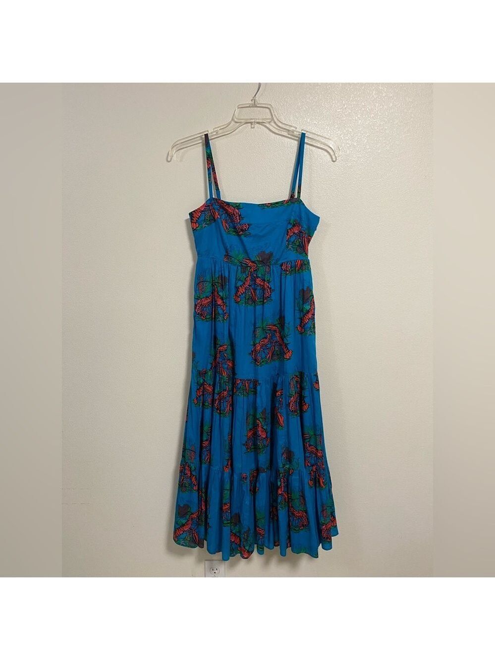 J. Crew Dress Women’s Size 2 Ultramarine Red Lobster Print Maxi Dress NWT